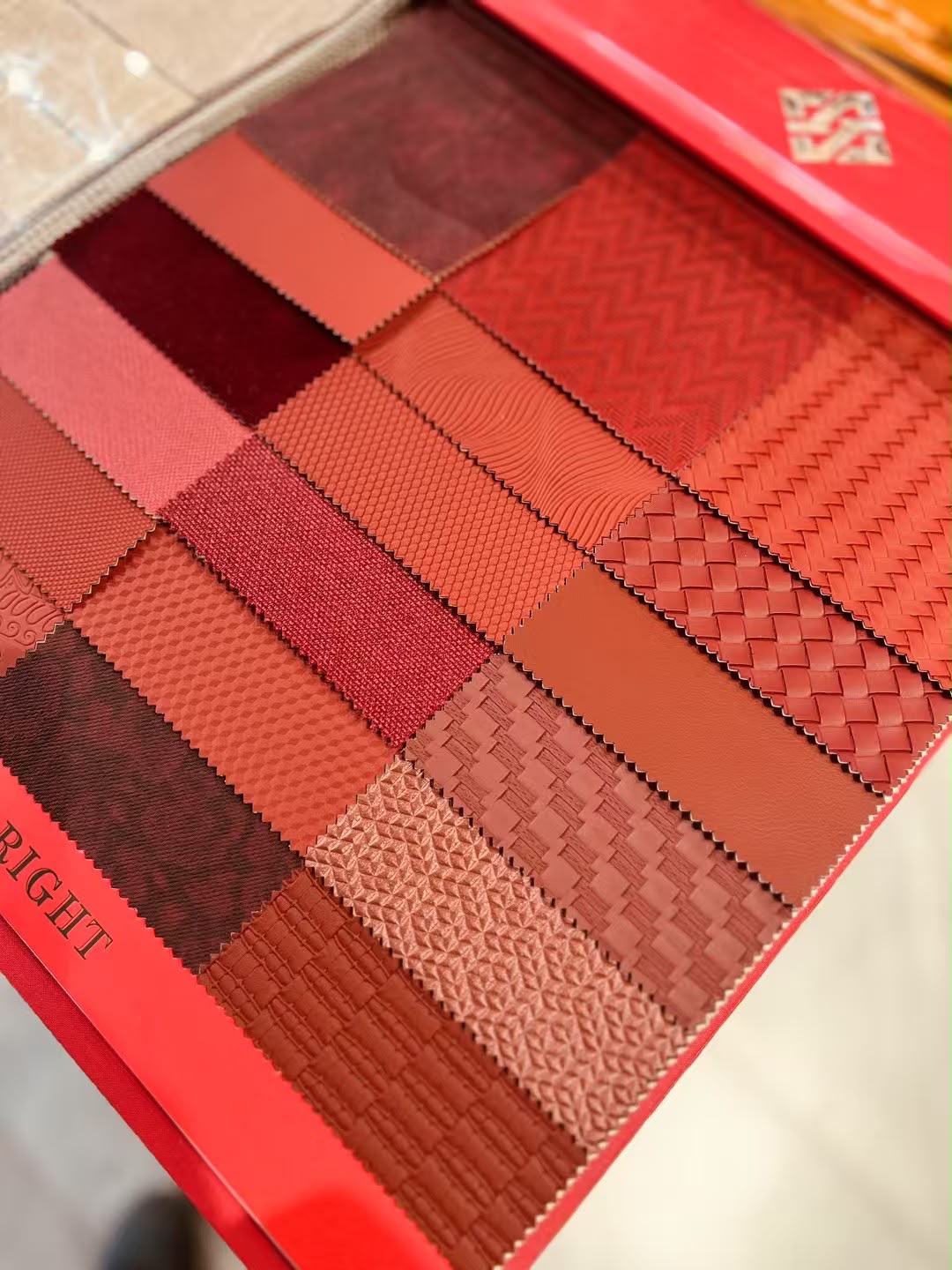 Rich leather and fabric swatches